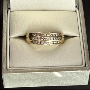 14Kt 3-Row Diamond Set Band Ring